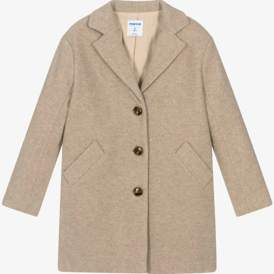 Mayoral Girls Beige Felted Coat Outlet