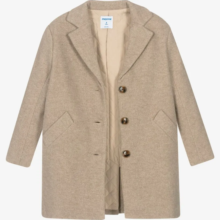 Mayoral Girls Beige Felted Coat Outlet