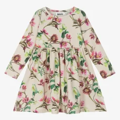 Molo Girls Beige Floral Cotton Dress Discount