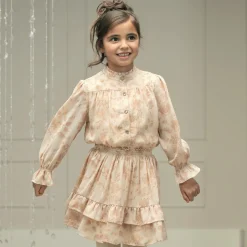 Le Chic Girls Beige Floral Crêpe Chiffon Blouse Clearance