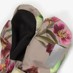 Molo Girls Beige Floral Insulated Mittens WinterRoses Hot
