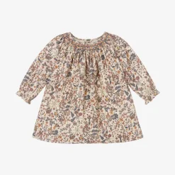 Bonpoint Girls Beige Floral Needlecord Dress Hot