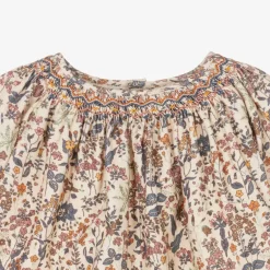 Bonpoint Girls Beige Floral Needlecord Dress Hot