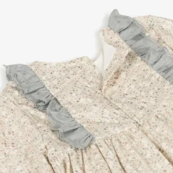 Paloma de la O Girls Beige Floral Print Cotton Dress New