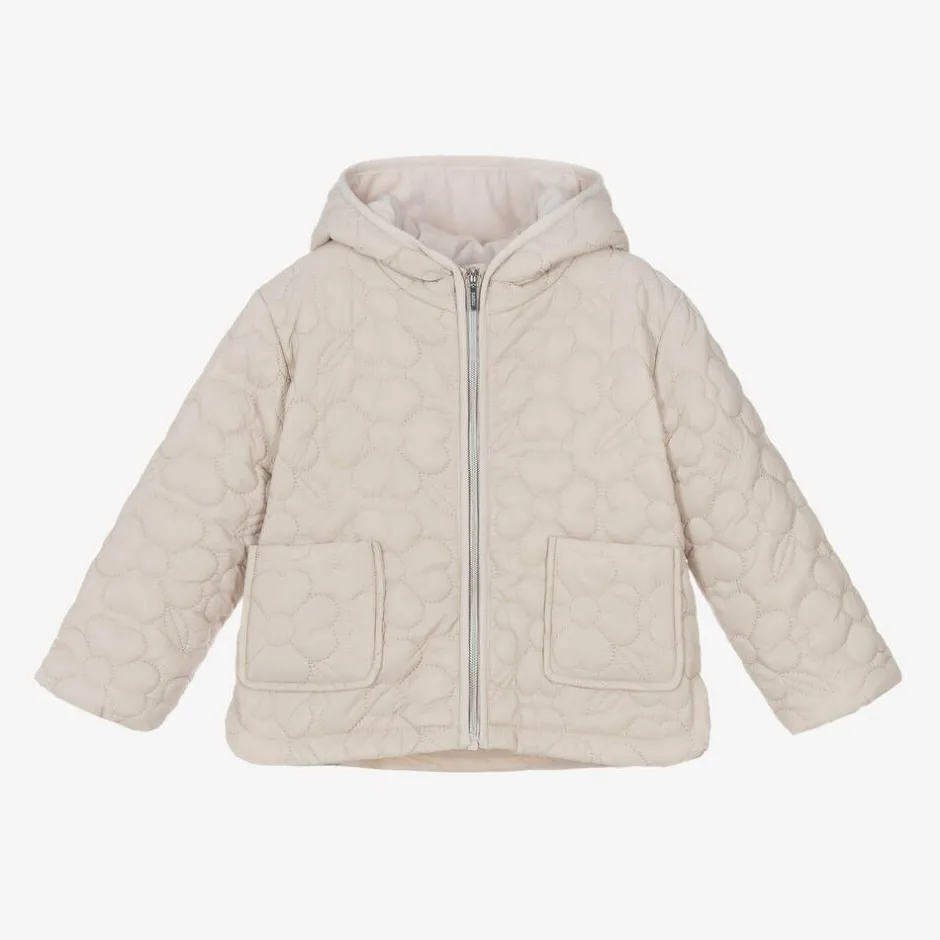 Mayoral Girls Beige Floral Quilted Jacket Discount