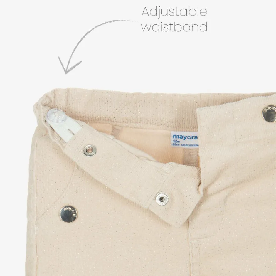 Mayoral Girls Beige Glittery Needlecord Trousers Hot