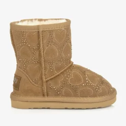 Lelli Kelly Girls Beige Heart & Diamanté Suede Boots Discount