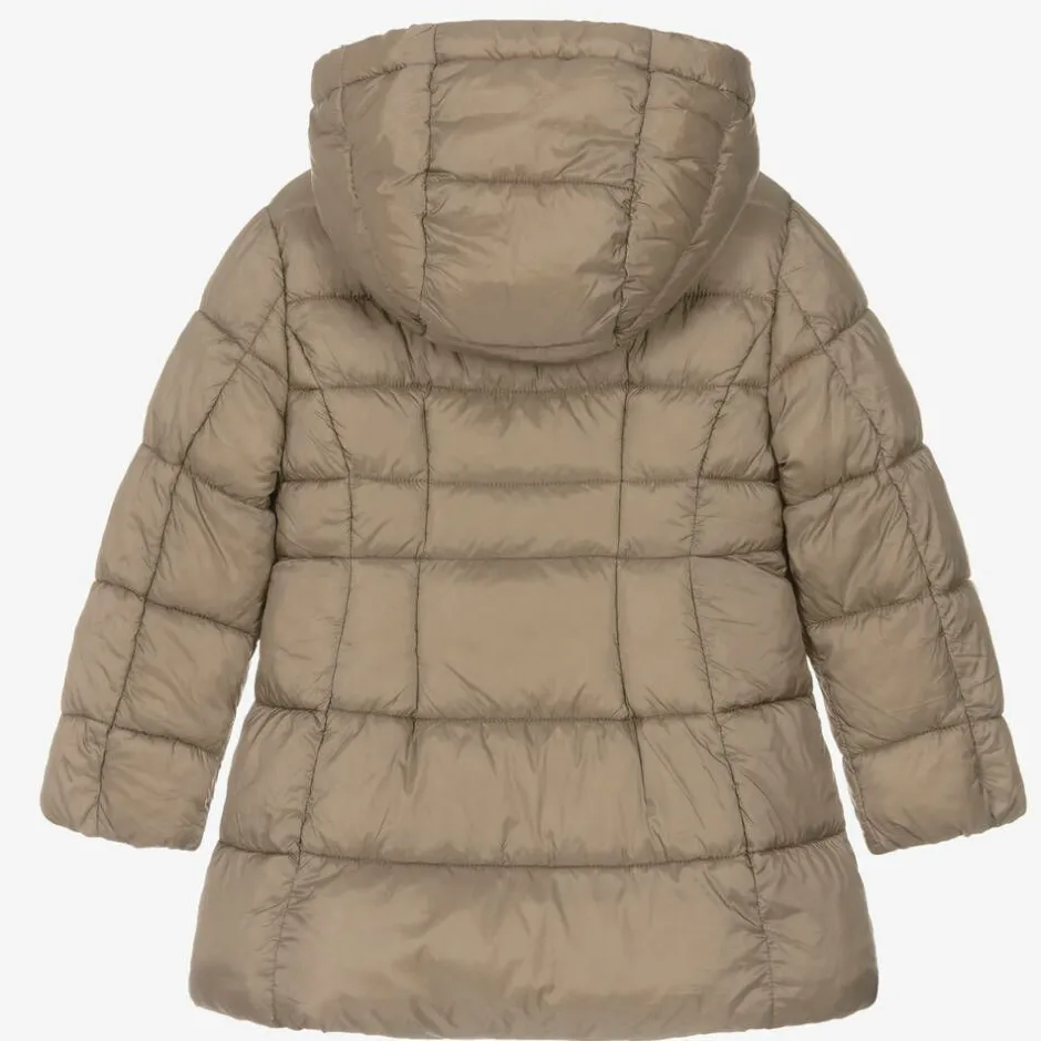 Mayoral Girls Beige Hooded Puffer Coat New