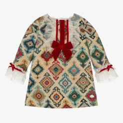 Miranda Girls Beige Jacquard Dress Outlet