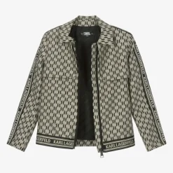KARL LAGERFELD KIDS Girls Beige KL Monogram Jacket Hot