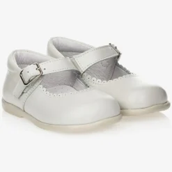 Childrens Classics Girls Beige Leather Shoes Clearance