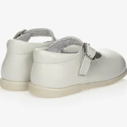 Childrens Classics Girls Beige Leather Shoes Clearance