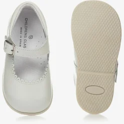 Childrens Classics Girls Beige Leather Shoes Clearance