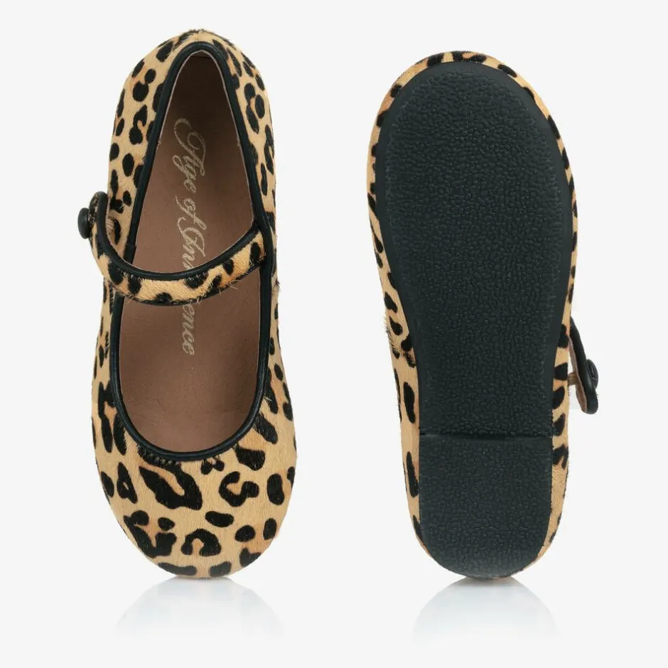 Age of Innocence Girls Beige Leopard Print Bar Shoes Online