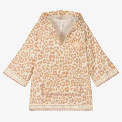 Zimmermann Girls Beige Leopard Print Cotton Beach Kaftan LemonLeopard Clearance