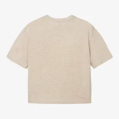 Chloé Girls Beige Organic Cotton Flower T-Shirt Sale