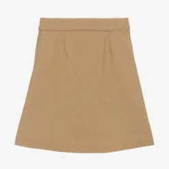 Burberry Girls Beige Pleated Twill Skirt New