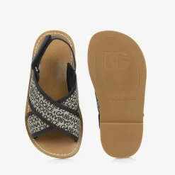 Dolce amp; Gabbana Girls Beige Printed Canvas Velcro Sandals Best