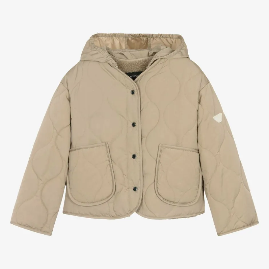 Emporio Armani Girls Beige Quilted Jacket