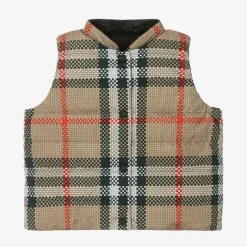 Burberry Girls Beige Reversible Check Gilet Clearance