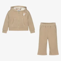 iDO Baby Girls Beige Sparkle Star Tracksuit Hot