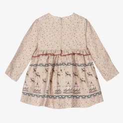 Miranda Girls Beige Star Print Cotton Dress Outlet