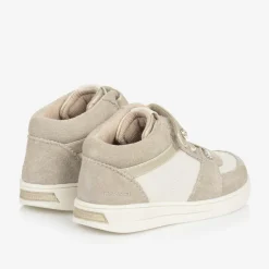 Mayoral Girls Beige Suede Leather High-Top Trainers Best