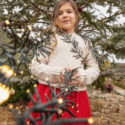 Tutto Piccolo Girls Beige Sweater & Red Tulle Skirt Set Best