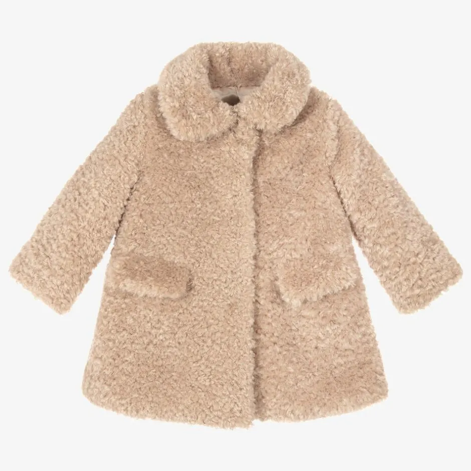 Monnalisa Girls Beige Teddy Fleece Coat Best
