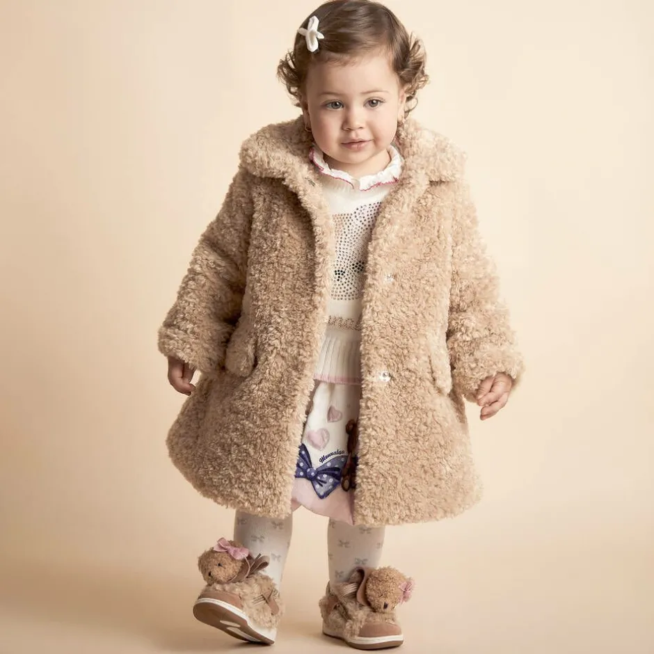 Monnalisa Girls Beige Teddy Fleece Coat Best