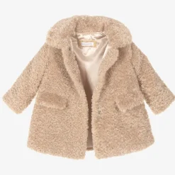 Monnalisa Girls Beige Teddy Fleece Coat Best