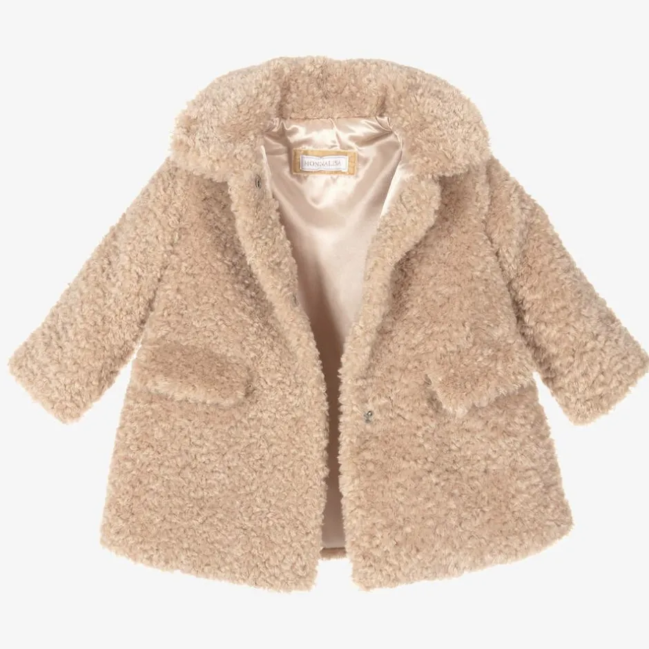 Monnalisa Girls Beige Teddy Fleece Coat Best