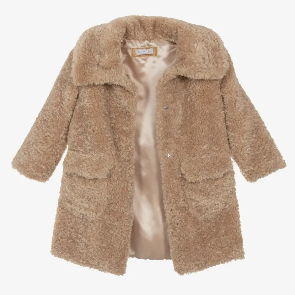 Monnalisa Girls Beige Teddy Fleece Coat Online