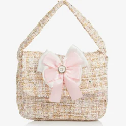 Patachou Girls Beige Tweed Bow Handbag (21cm) Discount