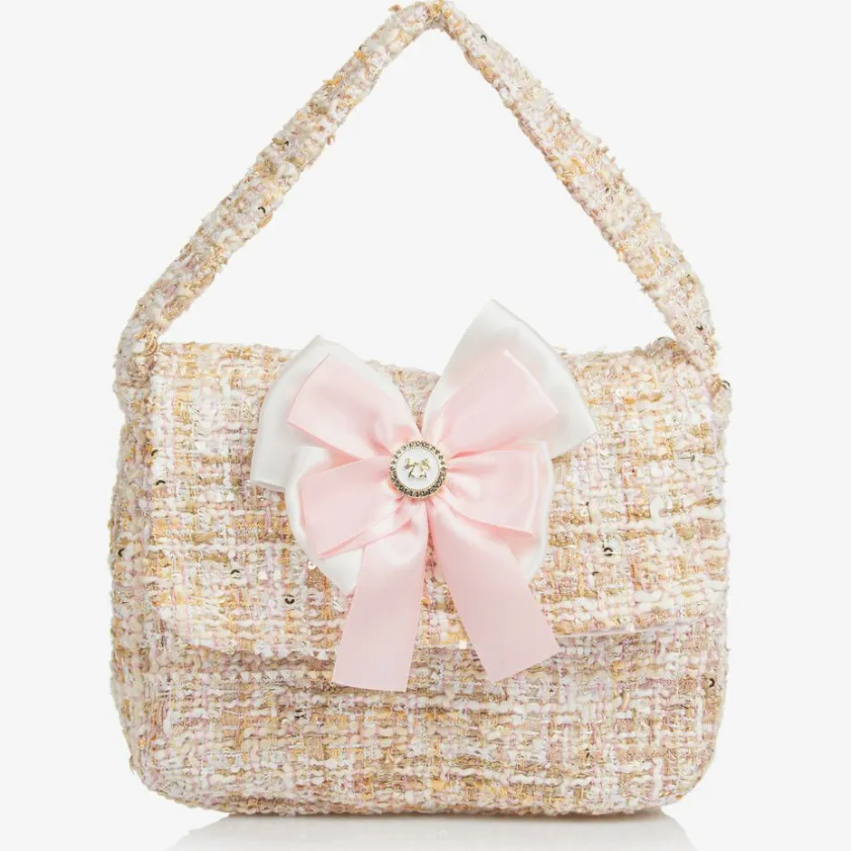 Patachou Girls Beige Tweed Bow Handbag (21cm) Discount