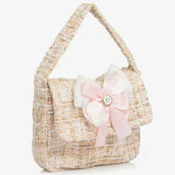 Patachou Girls Beige Tweed Bow Handbag (21cm) Discount