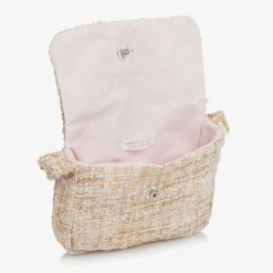 Patachou Girls Beige Tweed Bow Handbag (21cm) Discount
