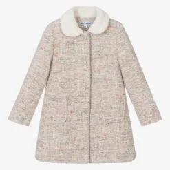 Tartine et Chocolat Girls Beige Tweed Coat Clearance