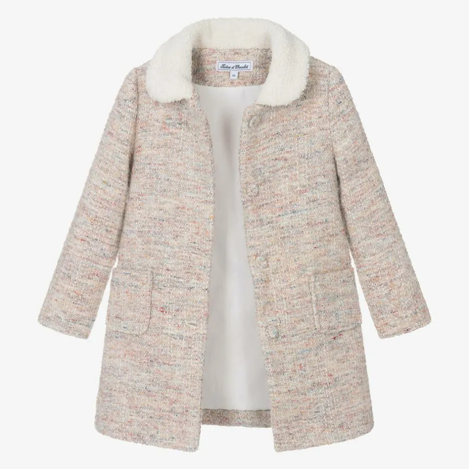 Tartine et Chocolat Girls Beige Tweed Coat Clearance