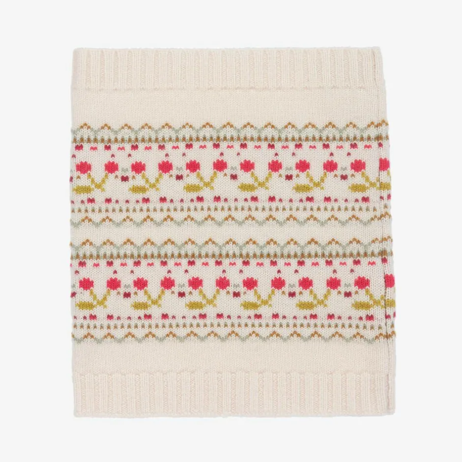 Bonpoint Girls Beige Wool & Cashmere Cherry Snood Hot