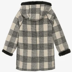 Mayoral Girls Black & Beige Check Coat Hot