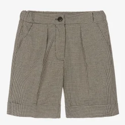 Il Gufo Girls Black & Gold Houndstooth Shorts Online
