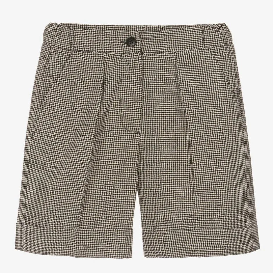 Il Gufo Girls Black & Gold Houndstooth Shorts Online