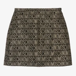 Moschino Kid-Teen Girls Black & Gold Jacquard Skirt Outlet