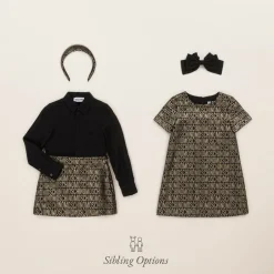 Moschino Kid-Teen Girls Black & Gold Jacquard Skirt Outlet