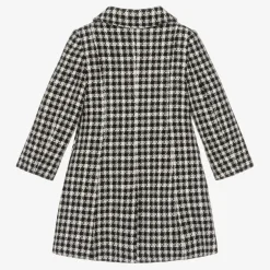 Patachou Girls Black & Ivory Check Tweed Coat New
