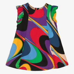 PUCCI Girls Black & Purple Onde Print Viscose Dress Best