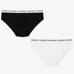 Calvin Klein Girls Black & White Cotton Knickers (2 Pack)