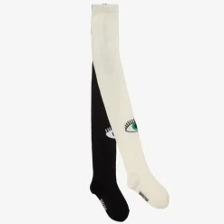 Wauw Capow Girls Black & White Organic Cotton Tights Online