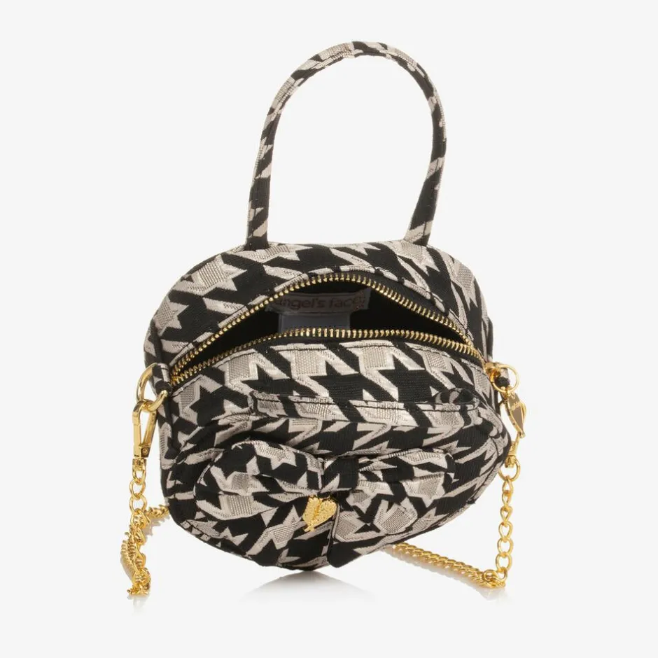 Angels Face Girls Black & Silver Houndstooth Bag (15cm) Black/Silver Online